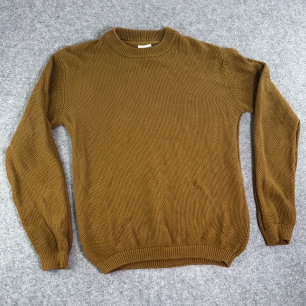 Kowtow Women XXS Textured Seed Stitch Crew Neck Sweater‎ Mustard Brown Ochre